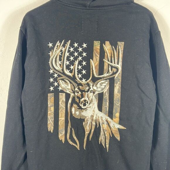 🦌🎯 BUCKWEAR Black Camo Embroidered Hunting HOODIE Sweatshirt Men Sz Medium - E - Picture 8 of 14
